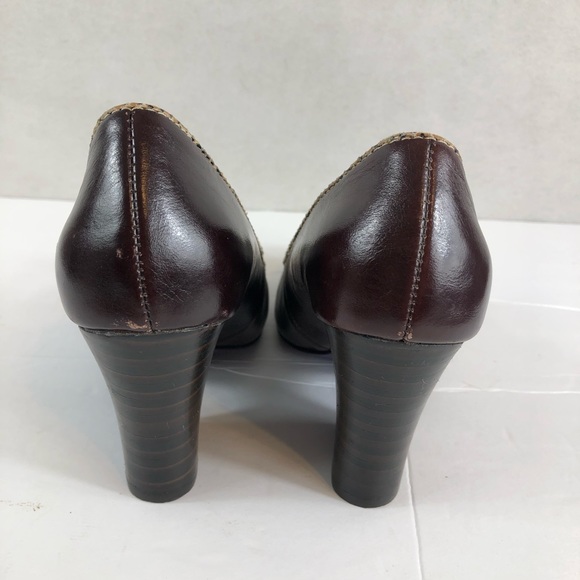 Bobbi Blu Access Brown Leather Strapped Wedge round toe Carlota gently used - Picture 6 of 8